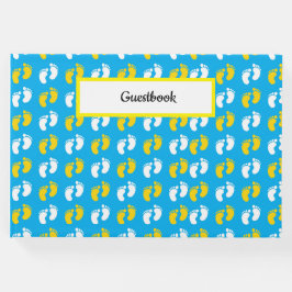 ブルーイエローホワイトベビー足 ゲストブック