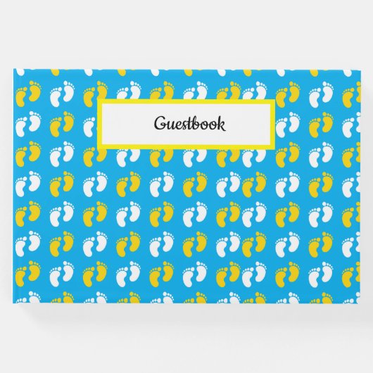 ブルーイエローホワイトベビー足 ゲストブック (正面)