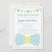 ブルーイエローボウタイベビーシャワー招待状 招待状 (正面)