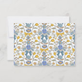 ブルーイエローボウフローラ結婚式RSVP食事の選択 出欠カード (裏面)