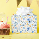 ブルーイエローボホフローラベビーシャワー誕生日 ラッピングペーパー<br><div class="desc">このラッエレガントピング紙の上に青と黄色の花の模様。誕生日素晴らしや赤ん坊のシャワー、ブライダルシャワーや結婚式のために</div>