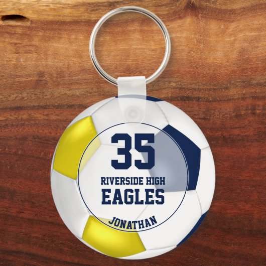 ブルーイエローボーズサッカーチームのカラー キーホルダー (正面)