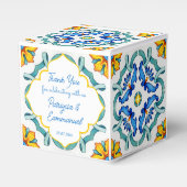 ブルーイエローマジョリカタイル地中海のカスタム フェイバーボックス (正面サイド)