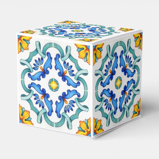 ブルーイエローマジョリカタイル地中海のカスタム フェイバーボックス (裏面サイド)