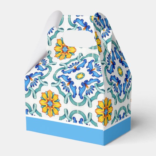 ブルーイエローマジョリカタイル地中海のカスタム フェイバーボックス (裏面サイド)
