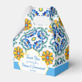 ブルーイエローマジョリカタイル地中海のカスタム フェイバーボックス (正面サイド)