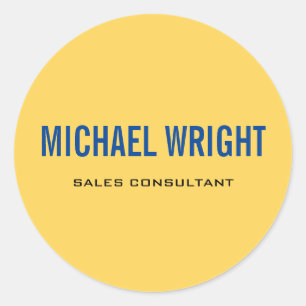 ブルーイエローモダンプレーンシンプルミニマリスト名 ラウンドシール