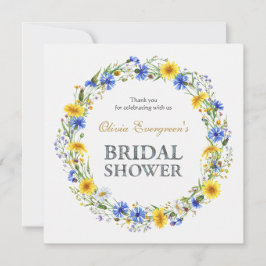 ブルーイエローラベンダーワイルドフラワーリース サンキューカード