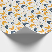 ブルーイエローランラビームーンアンドスターズ ラッピングペーパー (角)