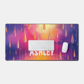 ブルーイエローレインドロップウォーターカラフルカラー デスクマット (キーボード&マウス)