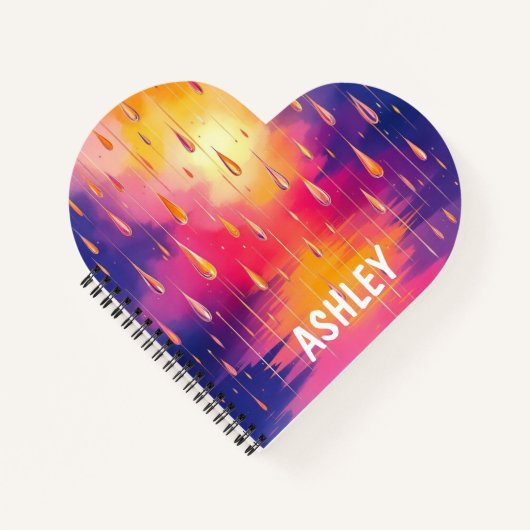 ブルーイエローレインドロップウォーター絵を描カラー ノートブック (正面)