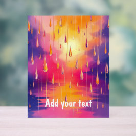 ブルーイエローレインドロップ自然水彩 アクリルサイン