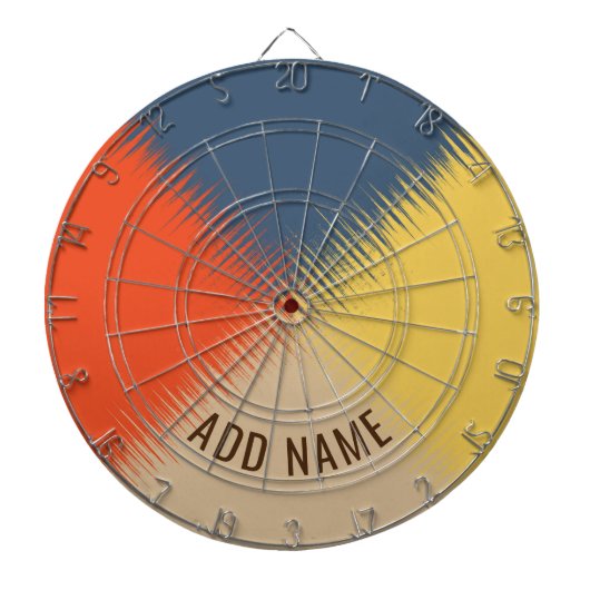 ブルーイエローレッドクリーム – パーソナル化可能 ダーツボード (正面)