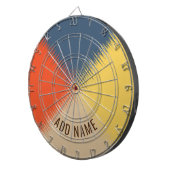 ブルーイエローレッドクリーム – パーソナル化可能 ダーツボード (正面右)