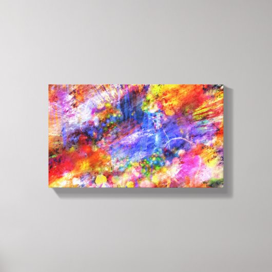 ブルーイエローレッド数々のカラー抽象芸術アートデザイン キャンバスプリント (正面)