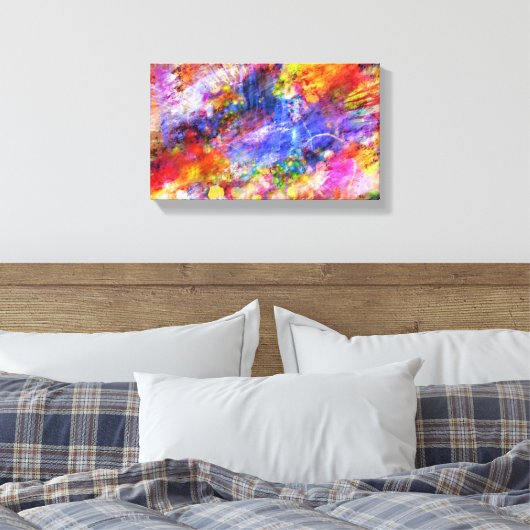 ブルーイエローレッド数々のカラー抽象芸術アートデザイン キャンバスプリント (インサイチュ (寝室))