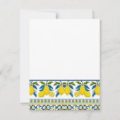 ブルーイエローレモンウォーターカラー地中海のRSVP 招待状 (裏面)