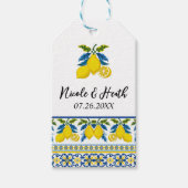 ブルーイエローレモンウォーター地中海のカラー結婚ズ ギフトタグ (正面)