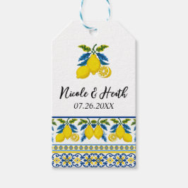 ブルーイエローレモンウォーター地中海のカラー結婚ズ ギフトタグ