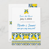 ブルーイエローレモンウォーター地中海のカラー結婚ズ 案内ポストカード (正面/裏面)