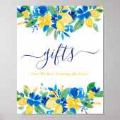 ブルーイエローレモンフローラギフトブライダルシャワー ポスター (正面)