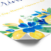 ブルーイエローレモンフローラドリンクブライダルシャワー ポスター (角)