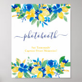 ブルーイエローレモンフローラフォトブースブライダルシャワー ポスター (正面)