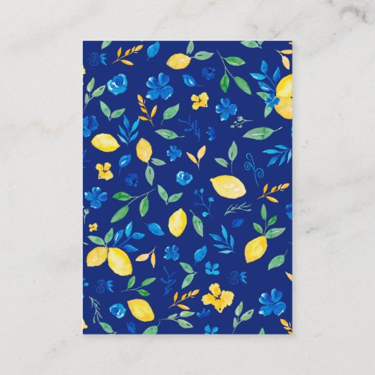 ブルーイエローレモンフローラブライダルシャワーレジストリ エンクロージャーカード (裏面)