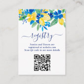 ブルーイエローレモンフローラブライダルシャワーレジストリ エンクロージャーカード (正面)