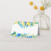 ブルーイエローレモンフローラブライダルシャワー名 プレイスカード (裏面)