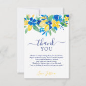 ブルーイエローレモンフローラ感謝していブライダルシャワーユー 招待状 (正面)