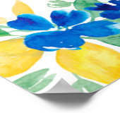 ブルーイエローレモンフローラ歓迎ブライダルシャワー ポスター (角)