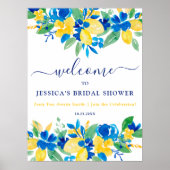 ブルーイエローレモンフローラ歓迎ブライダルシャワー ポスター (正面)