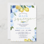 ブルーイエローレモンメインスクイーズブライダルシャワー 招待状 (正面)