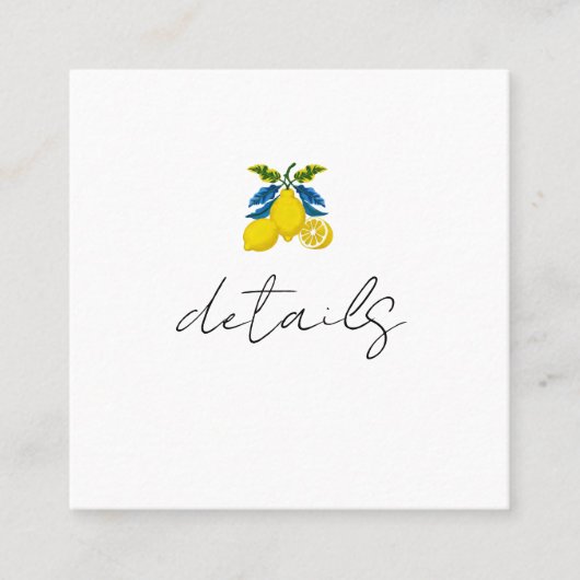 ブルーイエローレモ地中海のン結婚ズ詳細 スクエア名刺 (正面)