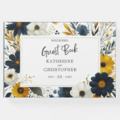 ブルーイエローワイルドフラワーエレガントな結婚式 ゲストブック (正面)