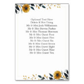 ブルーイエローワイルドフラワーエレガントな結婚式 テーブルナンバー (裏面)