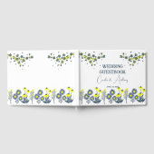 ブルーイエローワイルドフラワーフローラボホ結婚ズ ゲストブック (全面)