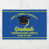 ブルーイエロー卒業パーティーカスタム卒業生 スパークリングワインラベル (シングルラベル)