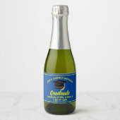 ブルーイエロー卒業パーティーカスタム卒業生 スパークリングワインラベル (正面)