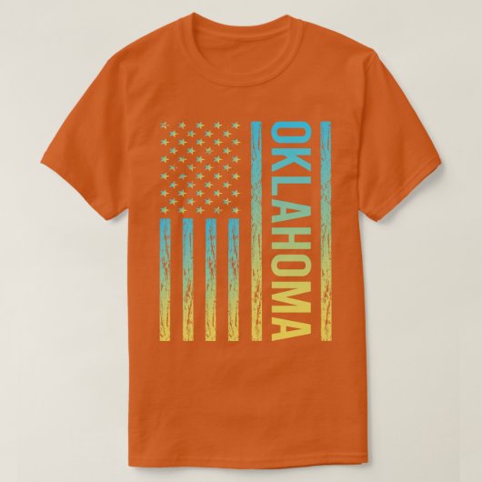 ブルーイエロー国旗オクラホマ Tシャツ (デザイン正面)