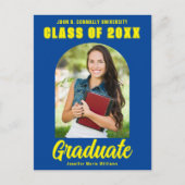 ブルーイエロー大学院モダン写真はっきりした卒業 ポストカード (正面)