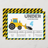 ブルーイエロー建築誕生日招待状 招待状 (正面/裏面)