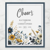 ブルーイエロー応援結婚フローラ ワインラベル (シングルラベル)