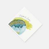 ブルーイエロー抽象芸術ウォーターユニークカラー結婚アート スタンダードカクテルナプキン (角)