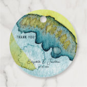 ブルーイエロー抽象芸術ウォーターユニークカラー結婚アート フェイバータグ (裏面)