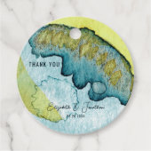 ブルーイエロー抽象芸術ウォーターユニークカラー結婚アート フェイバータグ (正面)