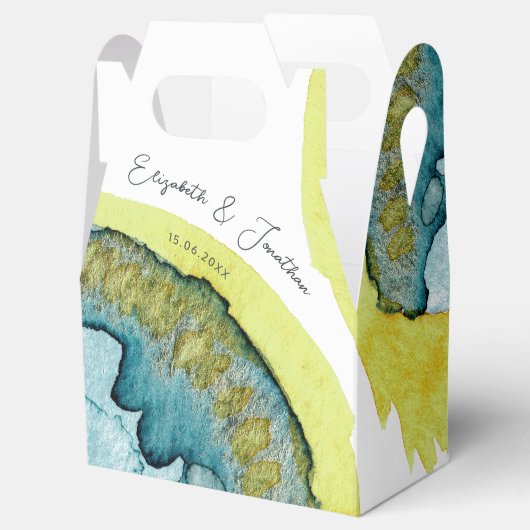 ブルーイエロー抽象芸術ウォーターユニークカラー結婚アート フェイバーボックス (オープン)