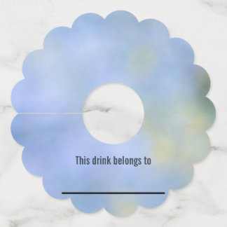 ブルーイエロー抽象芸術パロヴェルデ名テンプレート ワイングラスタグ