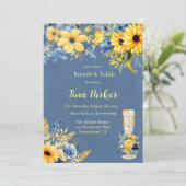 ブルーイエロー牡丹の水の色ブランチと泡立ち 招待状 (スタンド正面)